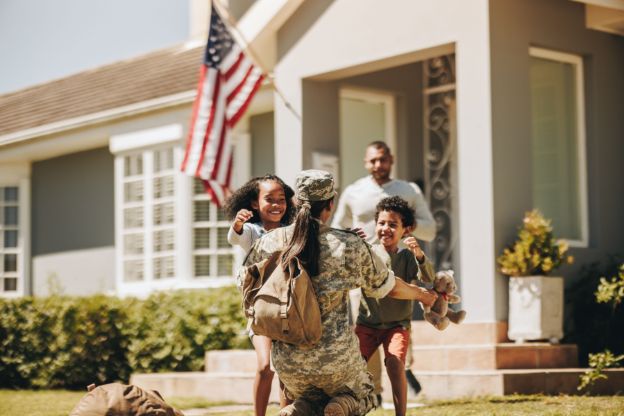veteran greeting family