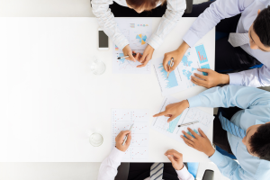 business professionals discussing plans