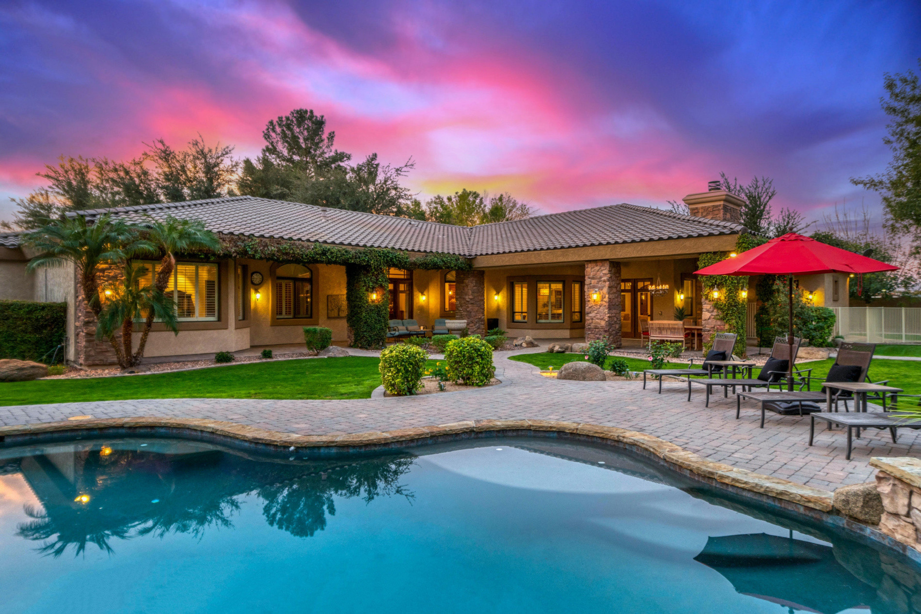 beautiful home backyard
