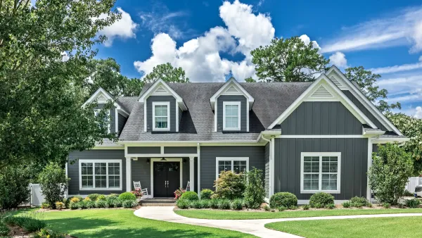 Home exterior in a neighborhood