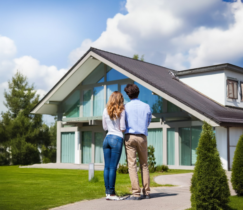 young couple looking at new home