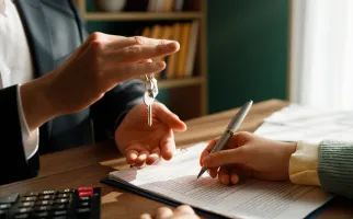 Realtor handing Home Buyer Keys