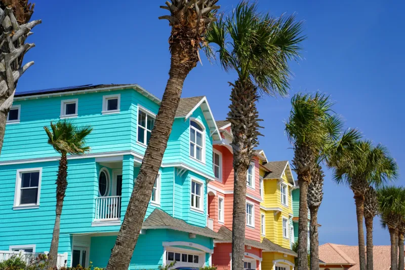 Colorful homes representing rent-to-own opportunities