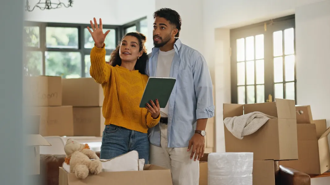 Happy Couple Moving In