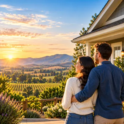 Couple gazing at a Sonoma County vineyard