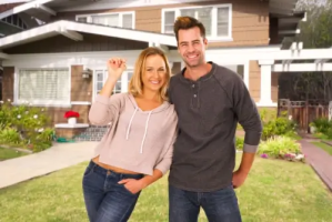 Happy couple buying first home